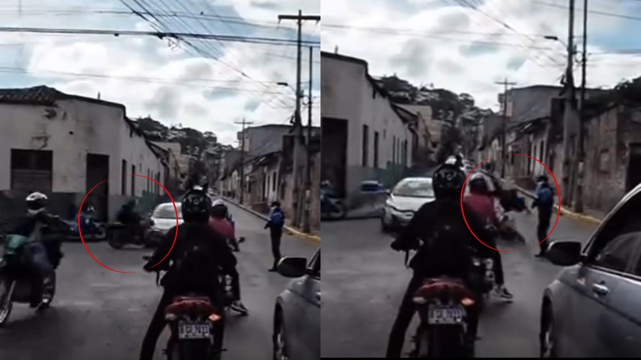 ¡Frente a los policías! Motociclista quitó derecho a un carro y provocó un accidente Imagen principal de ¡Frente a los policías! Motociclista quitó derecho a un carro y provocó un accidente
