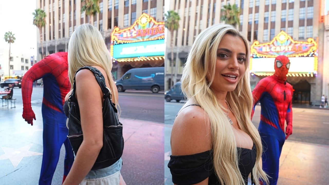 Vídeo | '¡Es grande!': Mujer manoseó a 'Spider-Man' en calle en transmisión en vivo Imagen principal de Vídeo | '¡Es grande!': Mujer manoseó a 'Spider-Man' en calle en transmisión en vivo