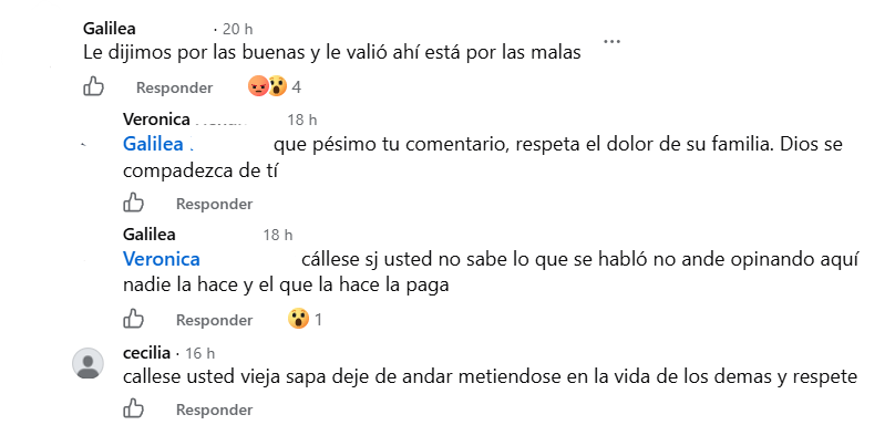 Captura de pantalla de los comentarios