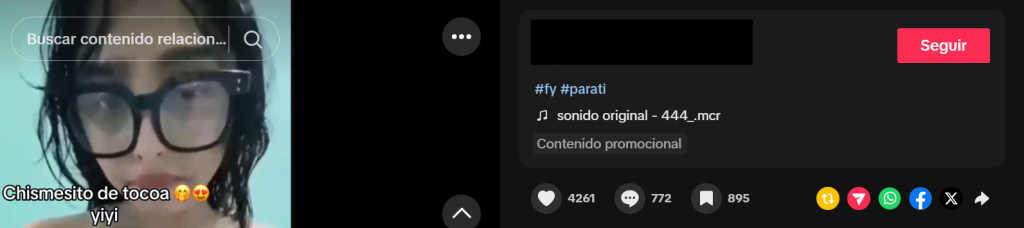 Captura de pantalla de una publicación que habla sobre el video filtrado de La Yiyi, tiktoker de Colón que es viral en Twitter y Telegram
