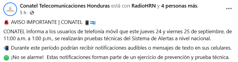 Captura de pantalla de la publicación
