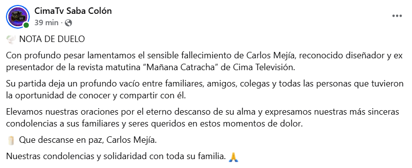 Captura de pantalla de la publicación