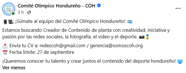 Captura de pantalla de la publicación