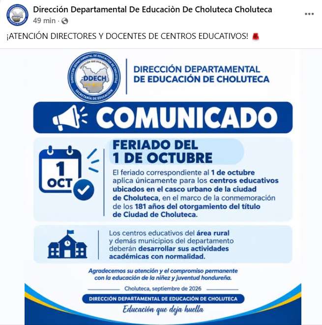 Captura de pantalla de la publicación