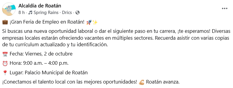 Captura de pantalla de la publicación