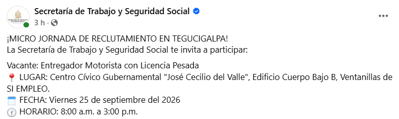 Captura de pantalla de la publicación