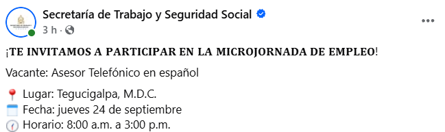 Captura de pantalla de la publicación