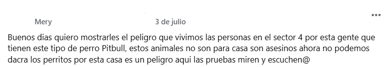 Captura de pantalla del comentario