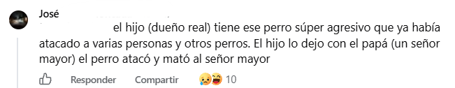 Captura de pantalla del comentario