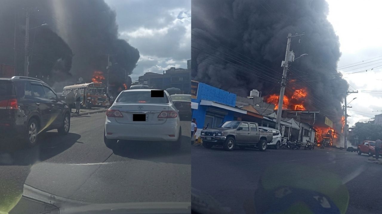 Incendio reduce a escombros llantera en Bulevar del Norte en Comayagüela Imagen principal de Incendio reduce a escombros llantera en Bulevar del Norte en Comayagüela