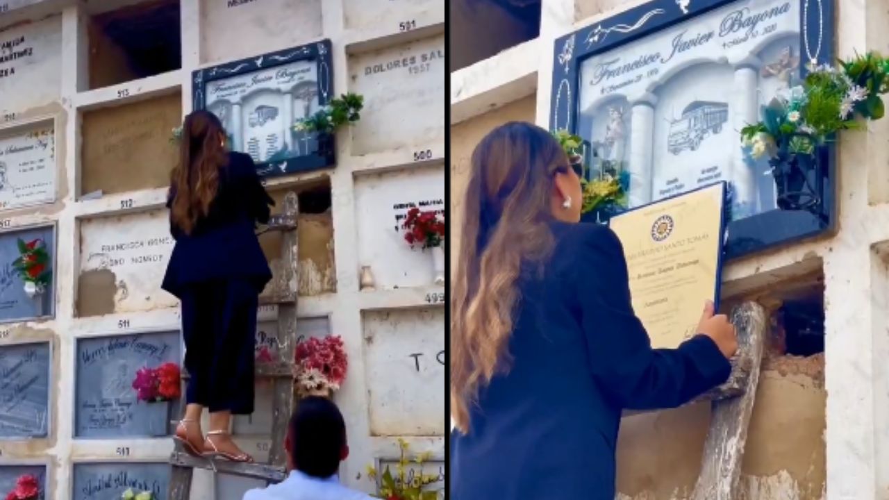 'Papá, lo logramos': Joven se gradúa de arquitecta y lleva título a tumba de su padre Imagen principal de 'Papá, lo logramos': Joven se gradúa de arquitecta y lleva título a tumba de su padre