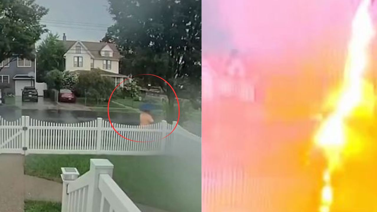 Impactante vídeo: hombre que caminaba con sombrilla es alcanzado por un rayo Imagen principal de Impactante vídeo: hombre que caminaba con sombrilla es alcanzado por un rayo