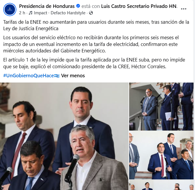 Captura de pantalla de la publicación