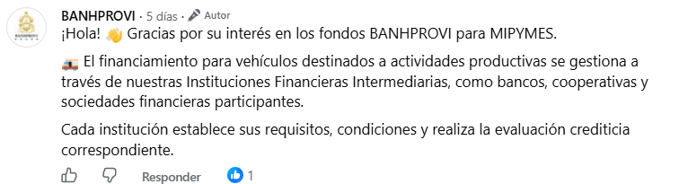 Captura de pantalla de la publicación