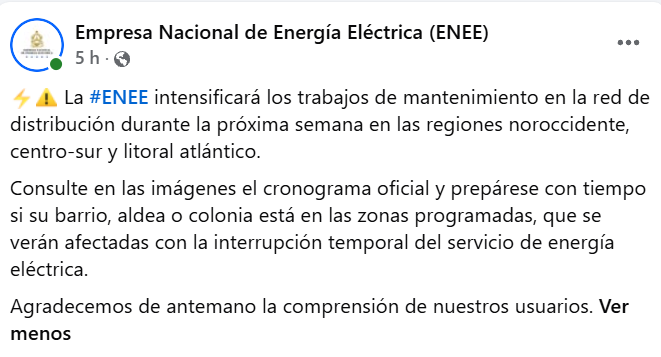 Captura de pantalla de la publicación