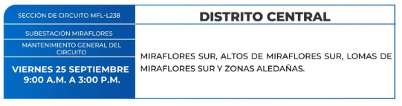 Lista de colonias que no tendrán luz este viernes debido a cortes de energía eléctrica programados por la ENEE