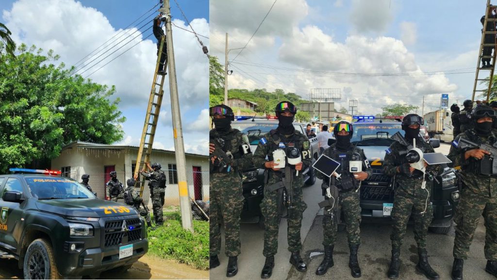 Policías militares y cámaras decomisadas