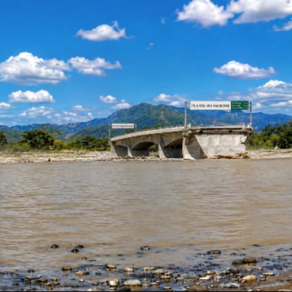 Puente Sol Naciente, tras el paso del huracán Mitch.
