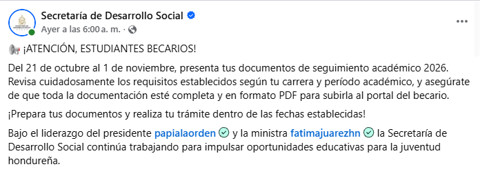 Captura de pantalla de la publicación