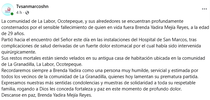 Captura de pantalla de la publicación
