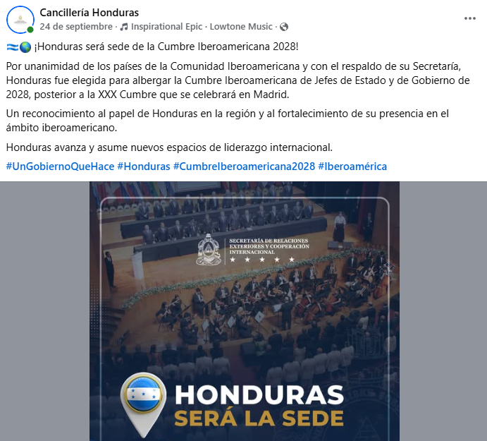 Captura de pantalla de la publicación