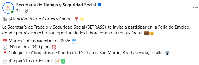 Captura de pantalla de la publicación