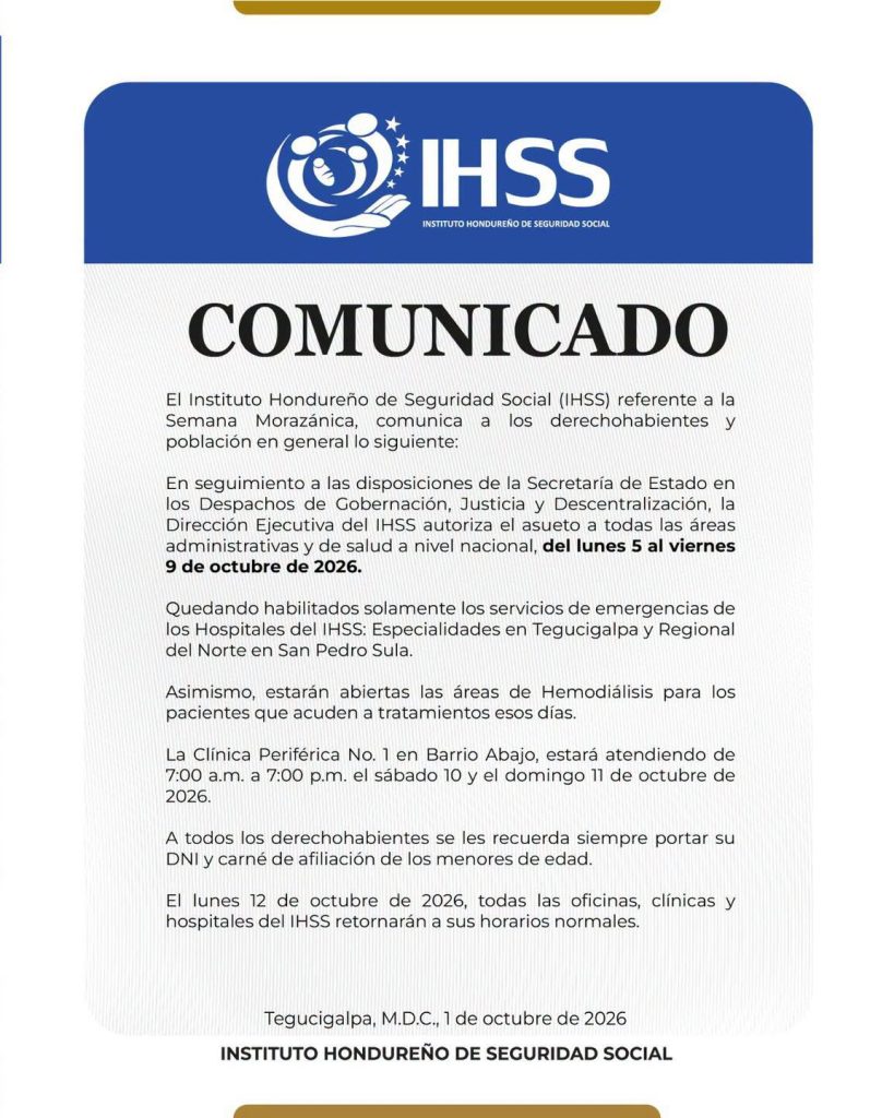 Comunicado del IHSS