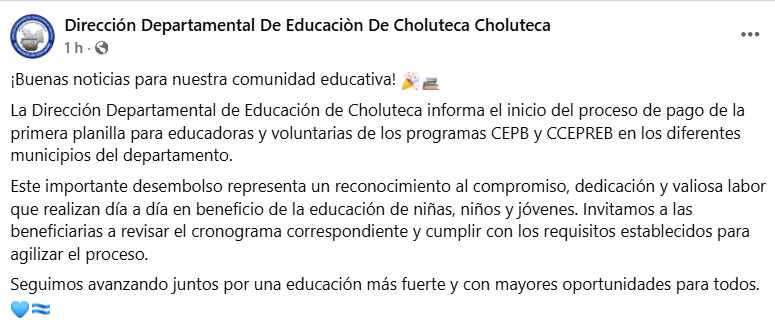 Captura de pantalla de la publicación