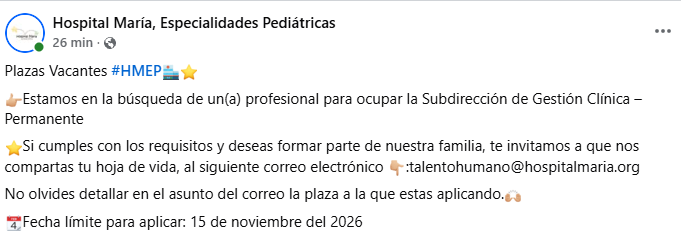 Captura de pantalla de la publicación