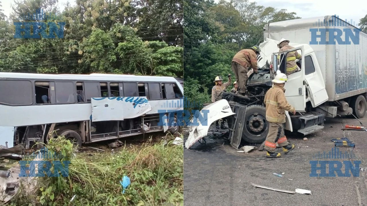 Imagen de Choque entre bus y camión deja un fallecido y más de 10 heridos en El Progreso, Yoro
