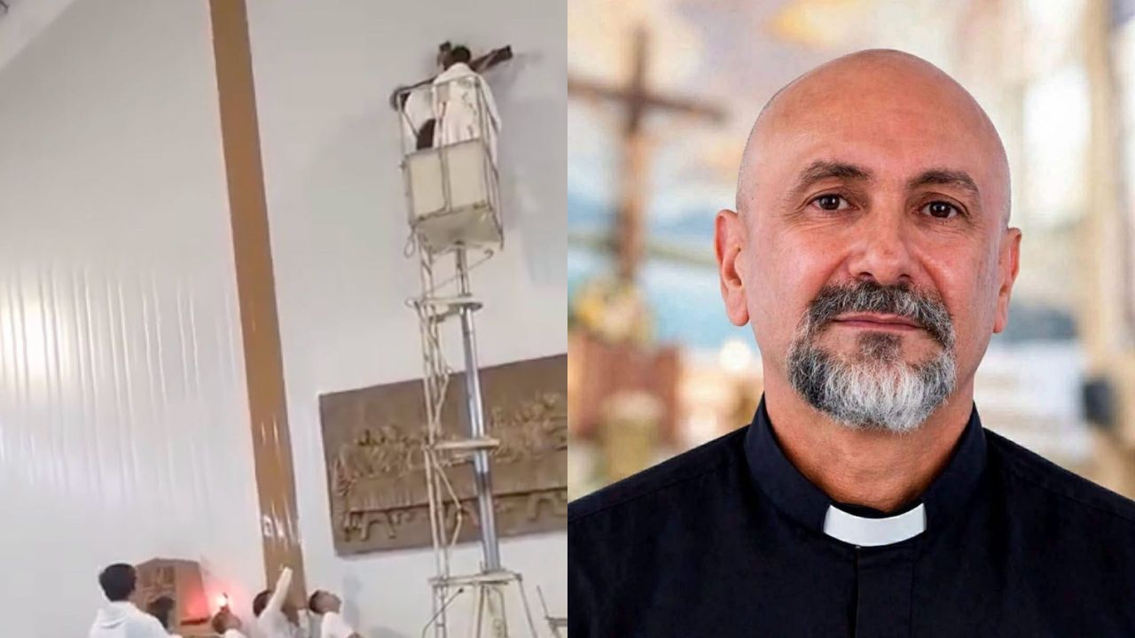 Video: La cruz que cayó sobre el padre Patricio vuelve a instalarse en la iglesia Imagen principal de Video: La cruz que cayó sobre el padre Patricio vuelve a instalarse en la iglesia