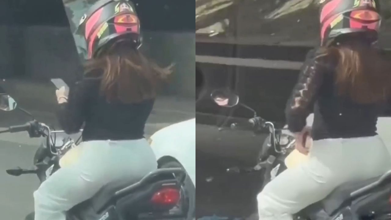 Vídeo: Exponen a mujer motociclista que iba usando celular mientras conducía Imagen principal de Vídeo: Exponen a mujer motociclista que iba usando celular mientras conducía