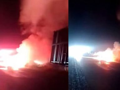 Imagen de Incendio consume rastra en carretera de Tela, Atlántida y deja pérdidas totales