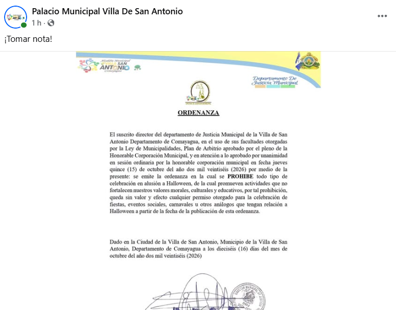 Captura de pantalla de la publicación